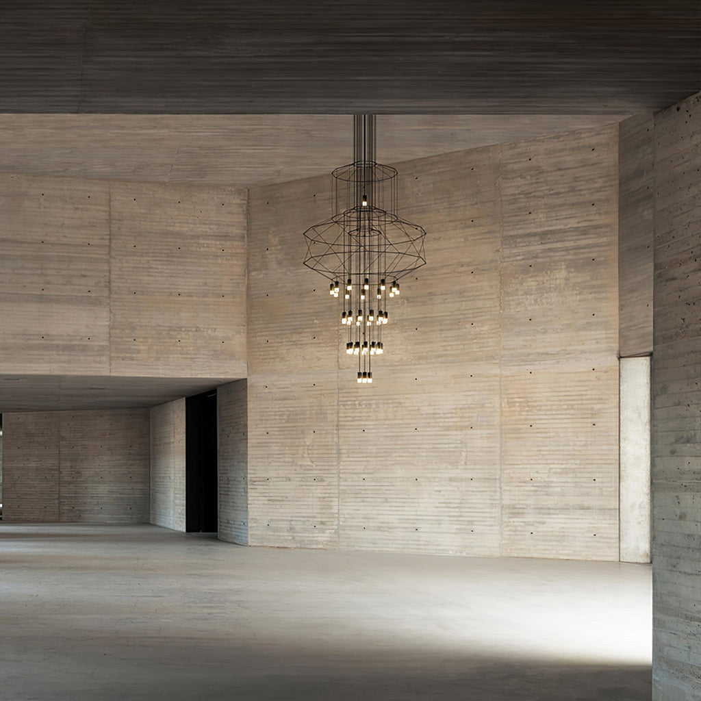 Lustra Chandelier Lignes Noir Structure Métallique LED - Neutralighting
