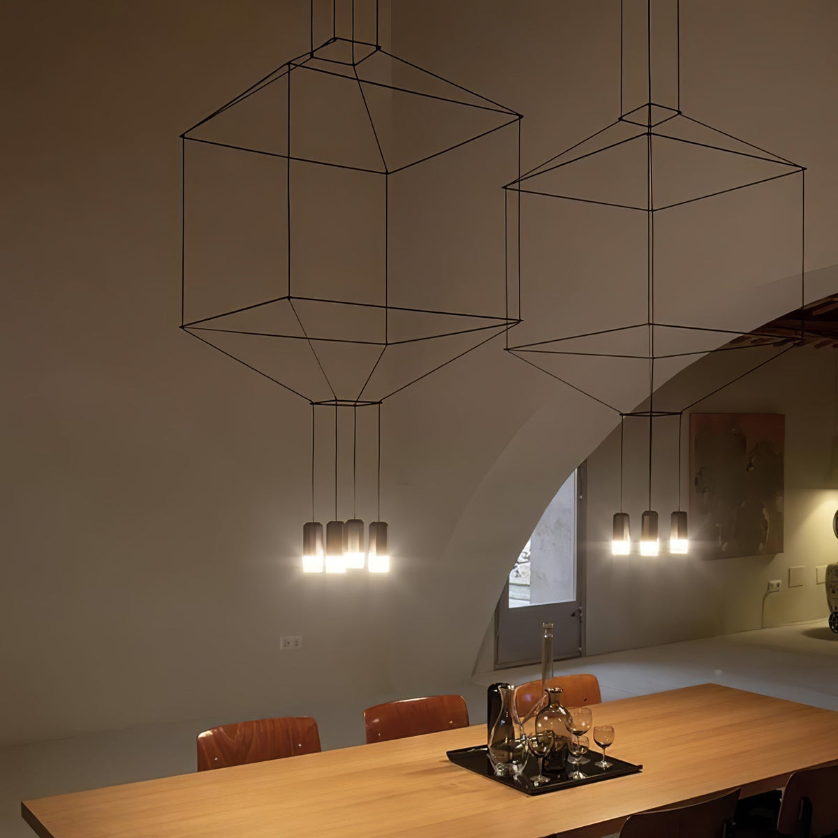 Lustra Lampe Pendante Géométrique en Fil Noir LED - Neutralighting