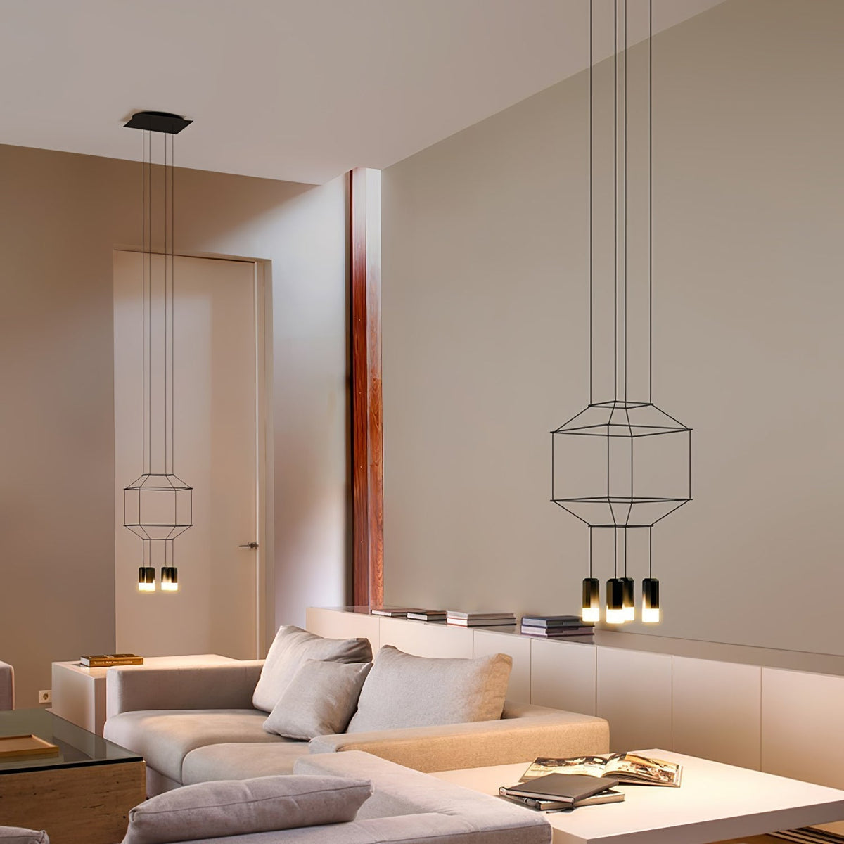 Lustra Lampe Pendante Géométrique en Fil Noir LED - Neutralighting