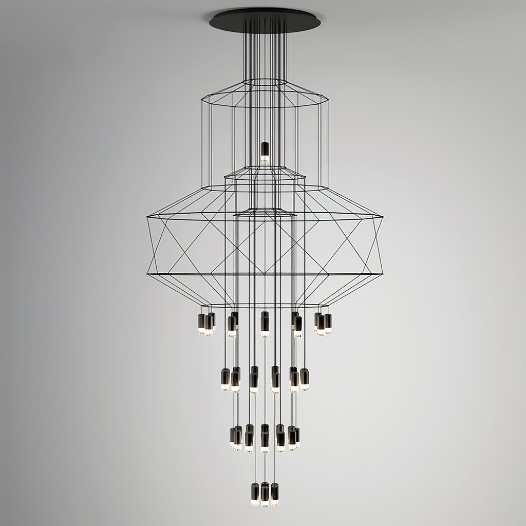 Lustra Chandelier Lignes Noir Structure Métallique LED - Neutralighting