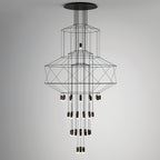 Lustra Chandelier Lignes Noir Structure Métallique LED - Neutralighting