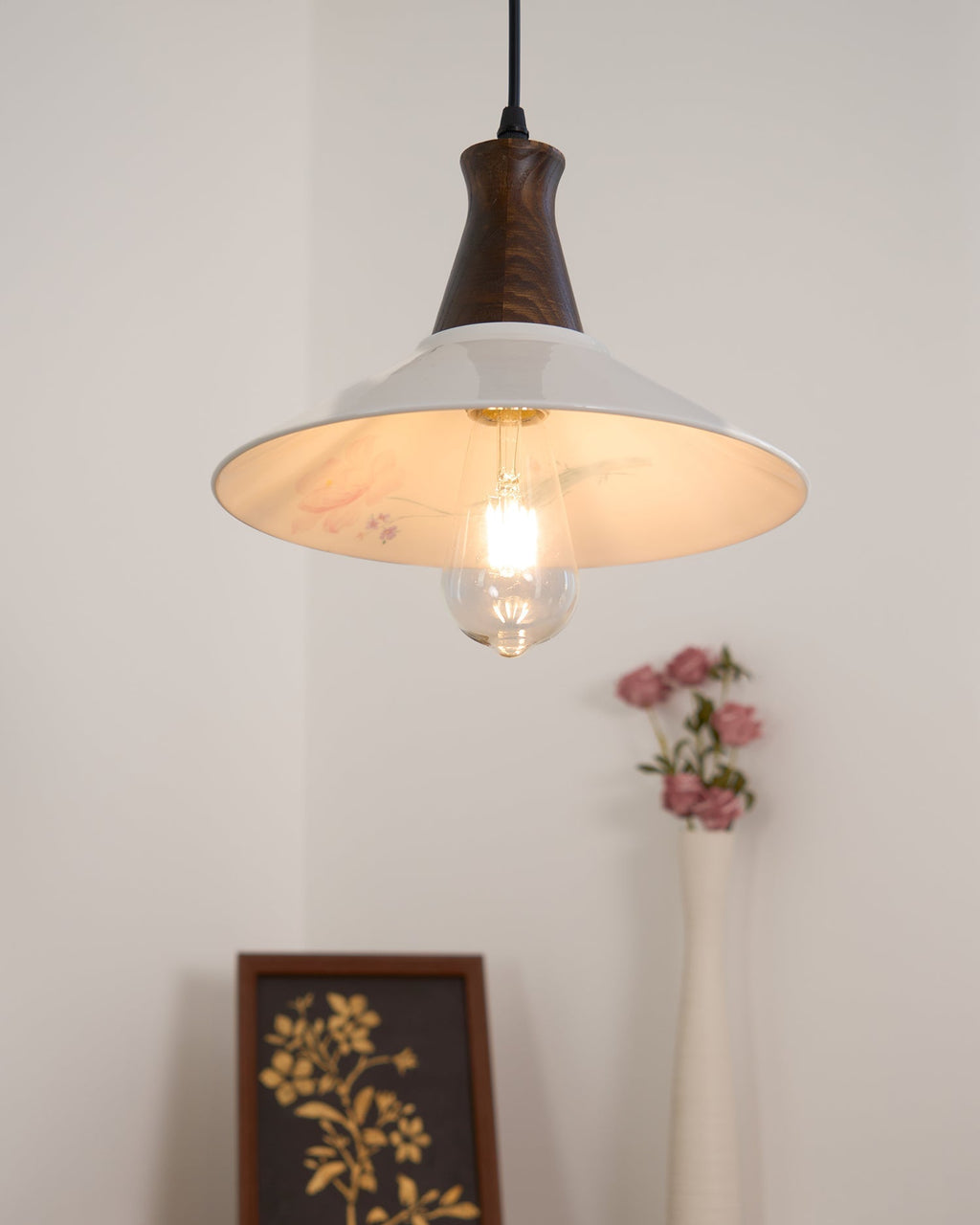 Linna Suspension Main Peint Florale Rustique - Neutralighting