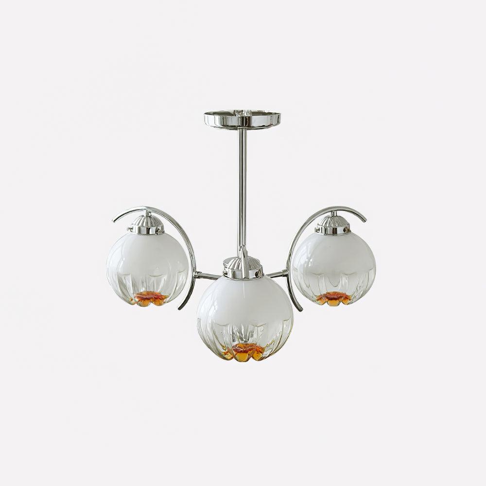 Chandelier Bras Courbés en Chrome avec Abat-jours en Globe Givré - Neutralighting