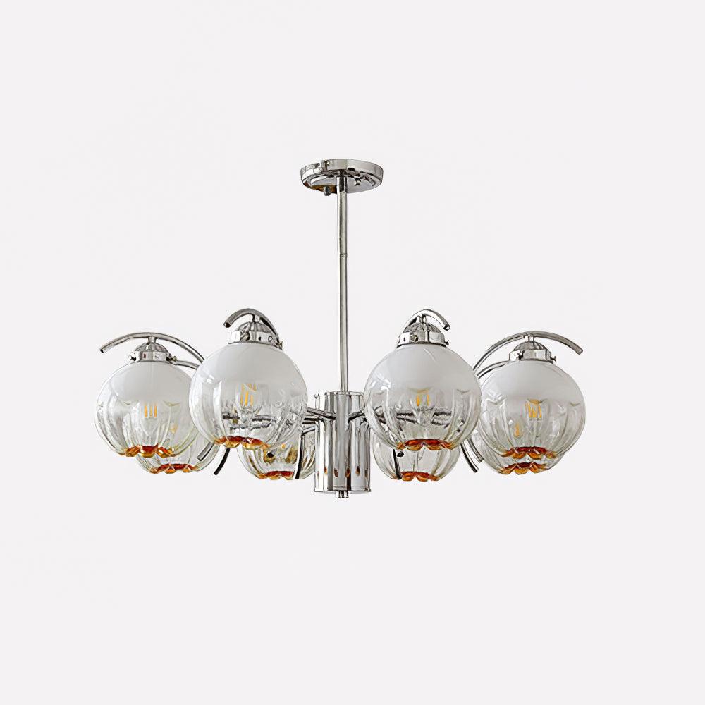 Chandelier Bras Courbés en Chrome avec Abat-jours en Globe Givré - Neutralighting