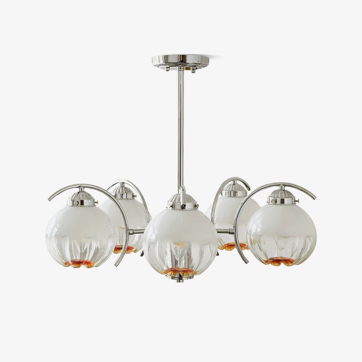 Chandelier Bras Courbés en Chrome avec Abat-jours en Globe Givré - Neutralighting