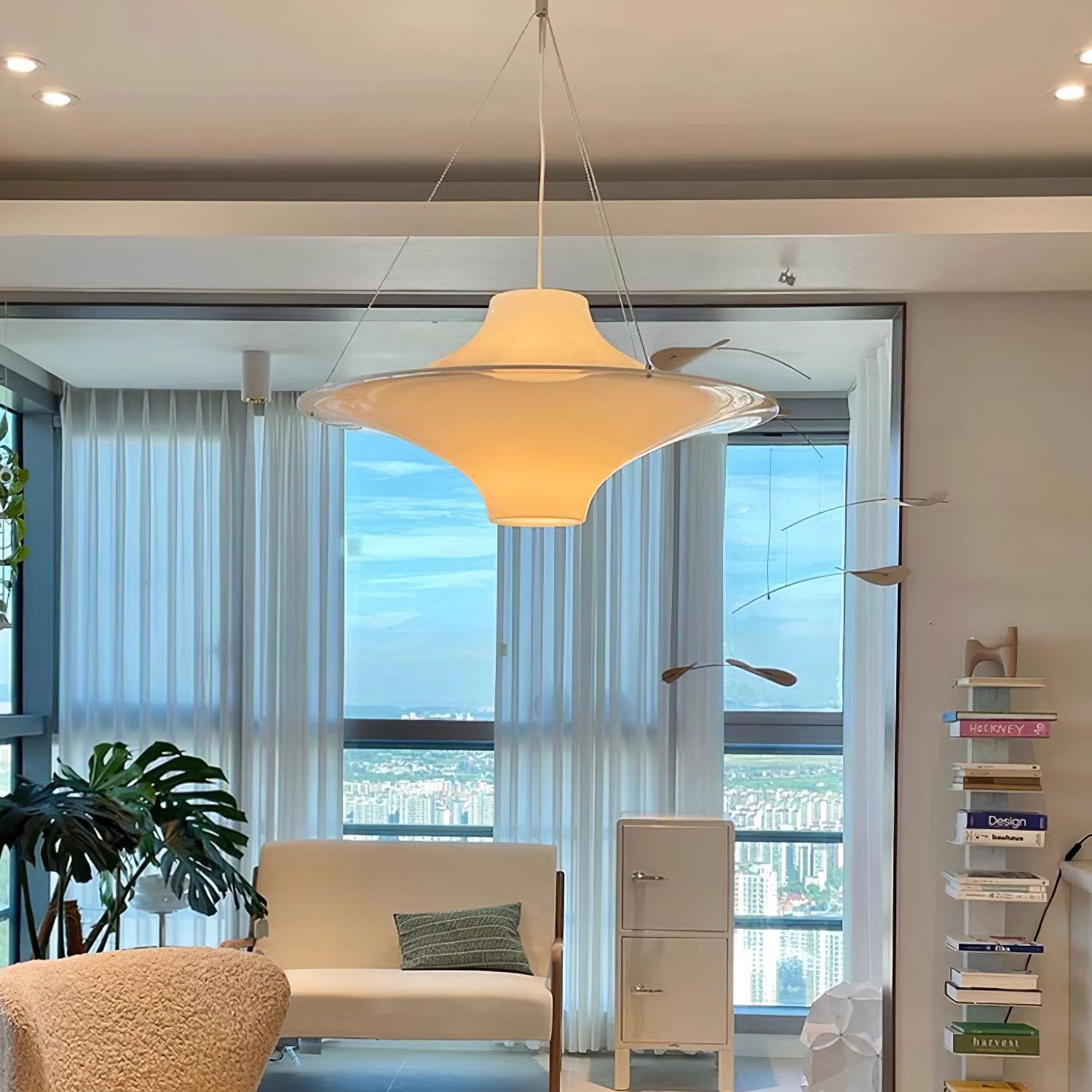 Solara Lampe suspendue en acrylique en forme d'OVNI pour salon contemporain - Neutralighting