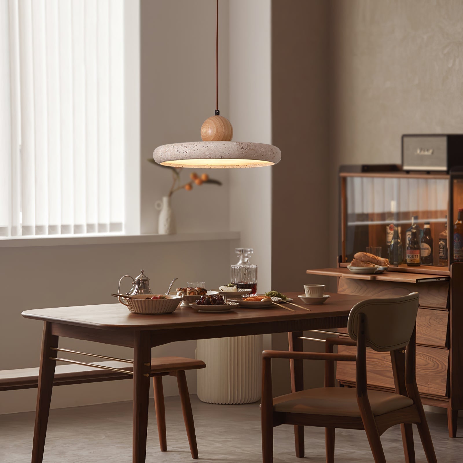 Opalyn Suspension Travertin Bois - Neutralighting