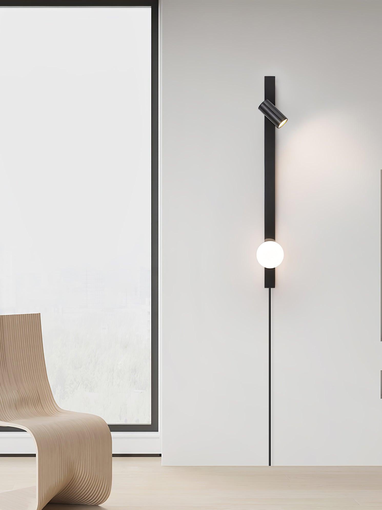 Evlaeiel Long Arm Plug-in Brass Glass Wall Light - Neutralighting