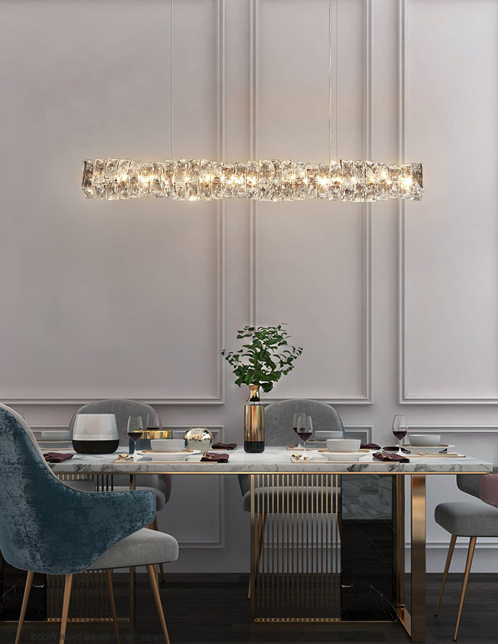 Stream Suspension Linéaire en Cristal - Neutralighting