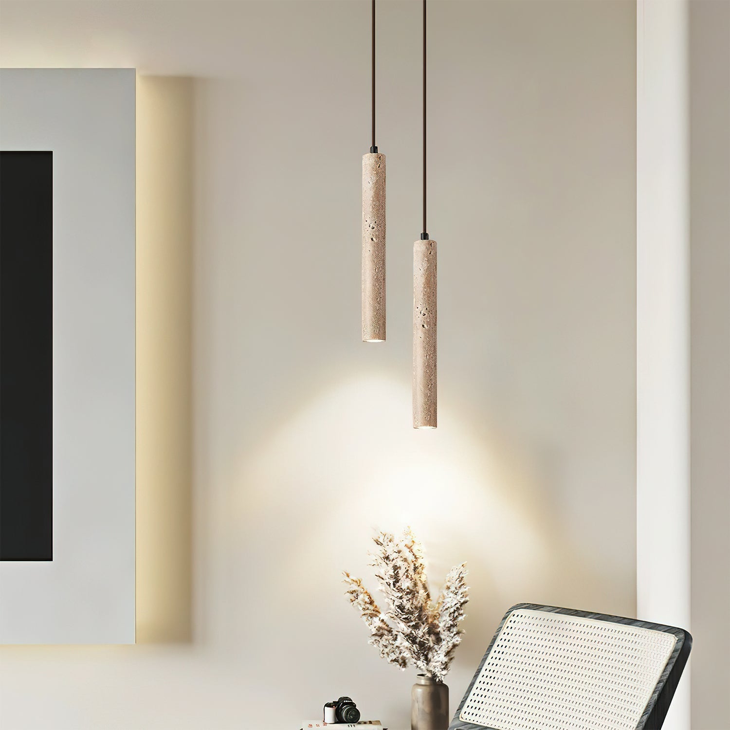 Olvynarae Suspension Cylindrique en Travertin - Neutralighting