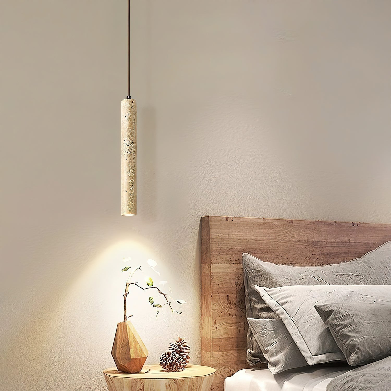 Olvynarae Suspension Cylindrique en Travertin - Neutralighting
