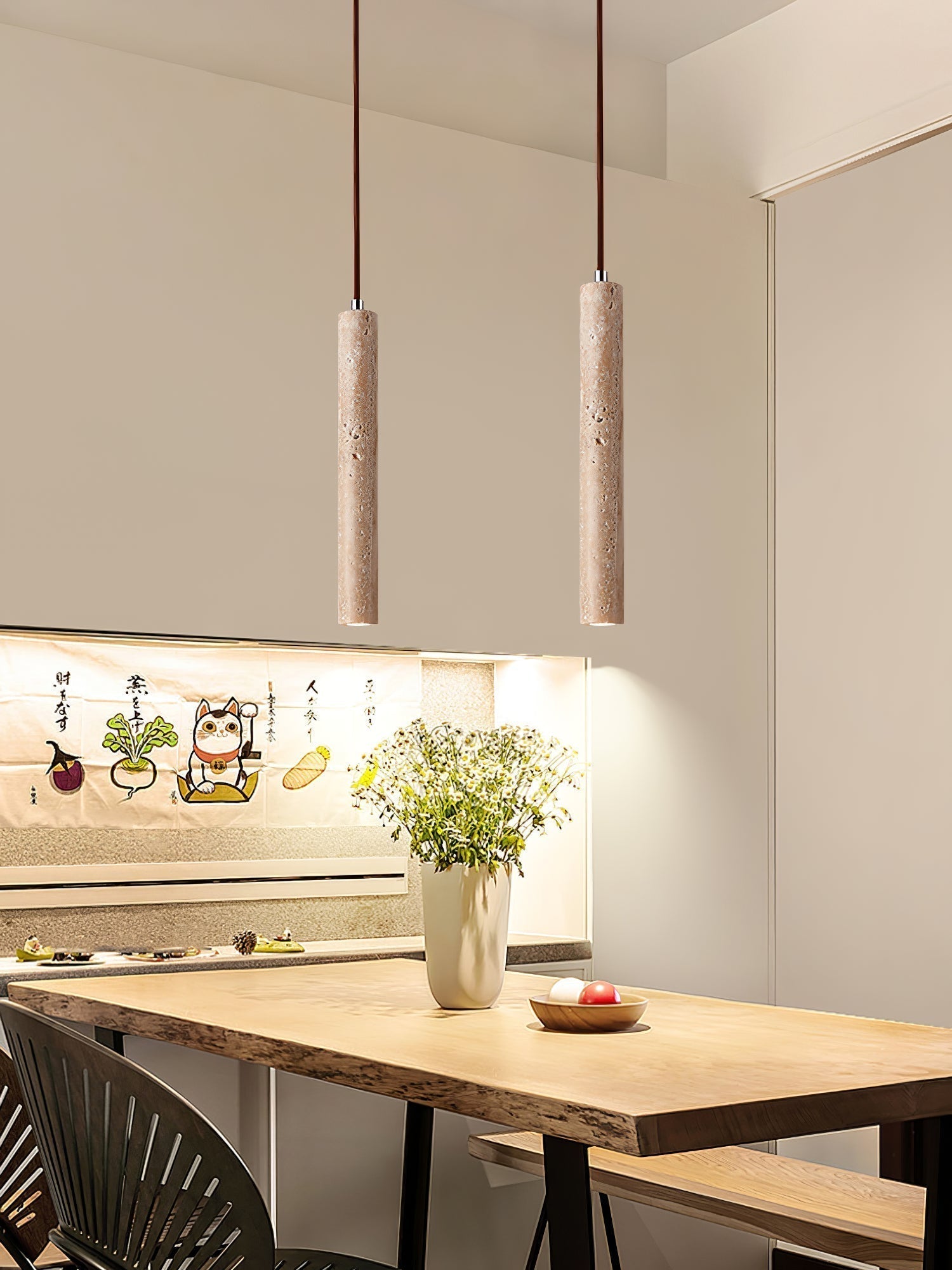 Olvynarae Suspension Cylindrique en Travertin - Neutralighting