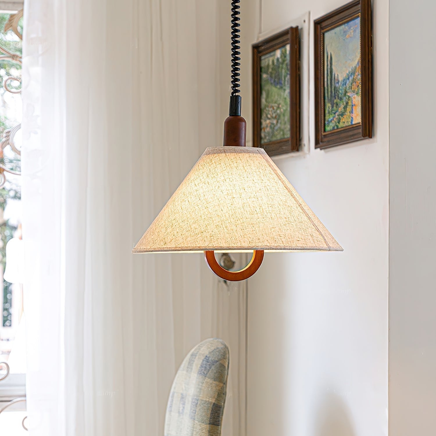 Alcaria Premium Nordic Art Tissu Bois Pendentif Lampe - Neutralighting