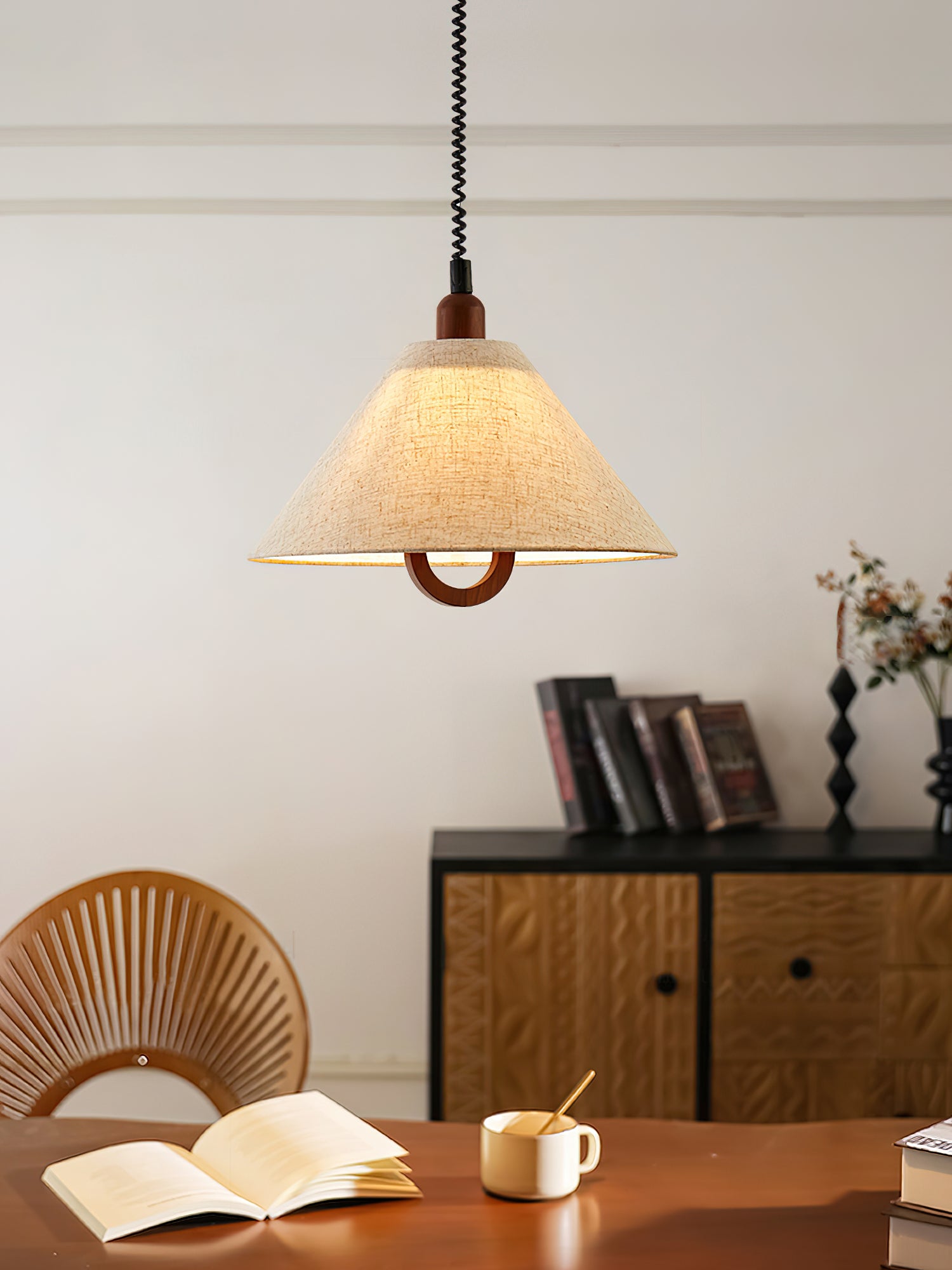 Alcaria Premium Nordic Art Tissu Bois Pendentif Lampe - Neutralighting