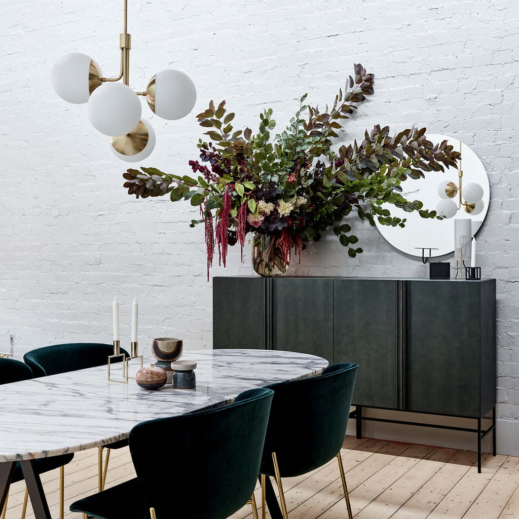 Uzorus Lustre En Verre Vert Velours Art Bouquet - Neutralighting