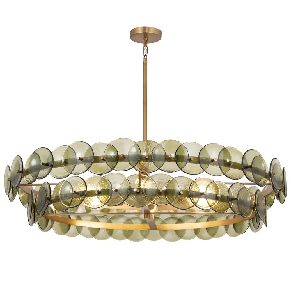 Aurora Chandelier Disque Rond en Verre Pressé Ambre - Neutralighting