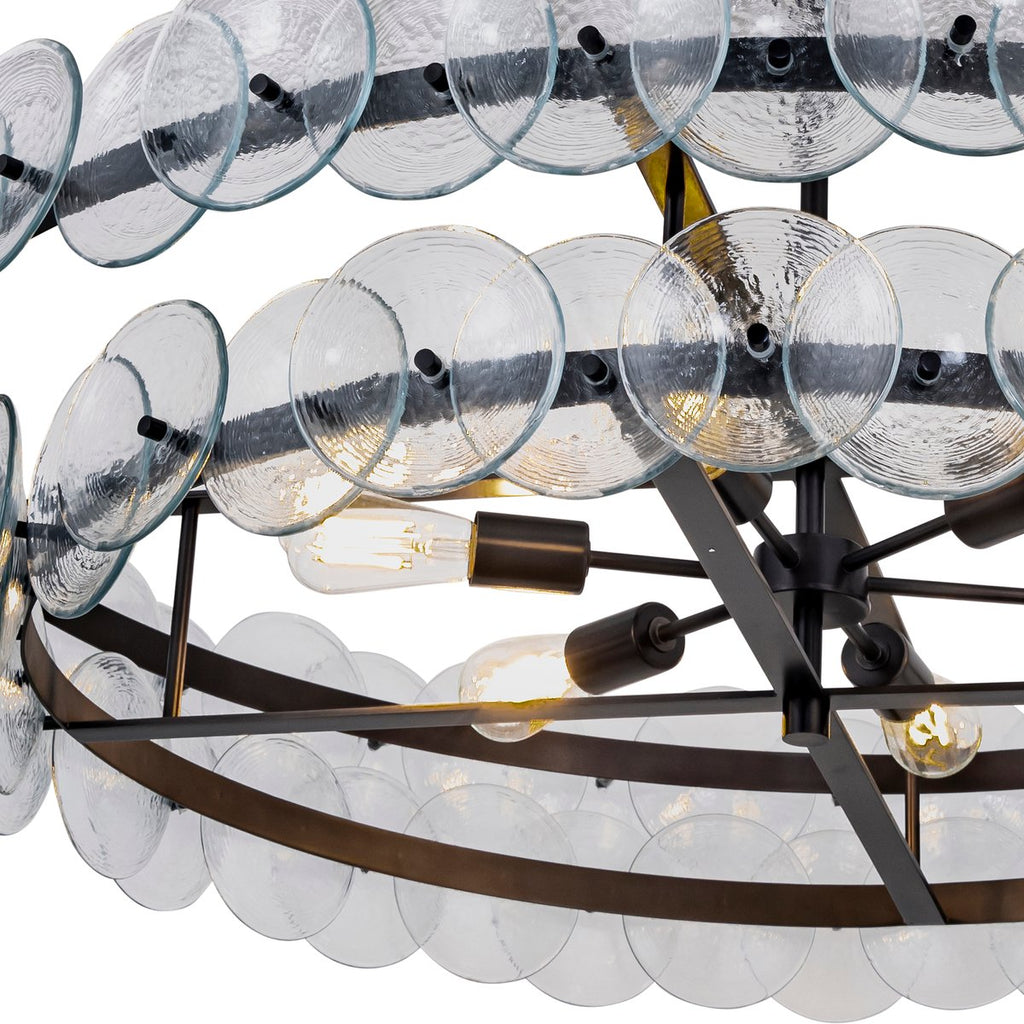 Aurora Chandelier Disque Rond en Verre Pressé Ambre - Neutralighting