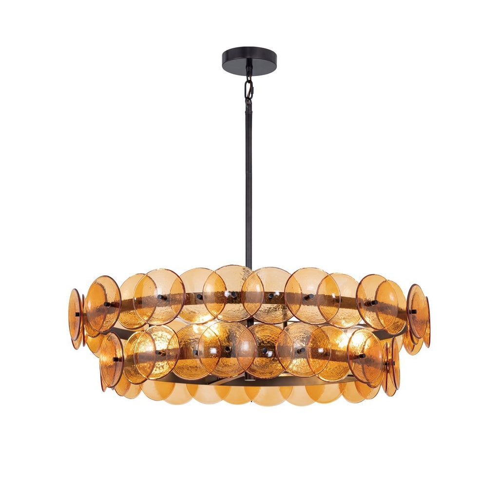 Aurora Chandelier Disque Rond en Verre Pressé Ambre - Neutralighting
