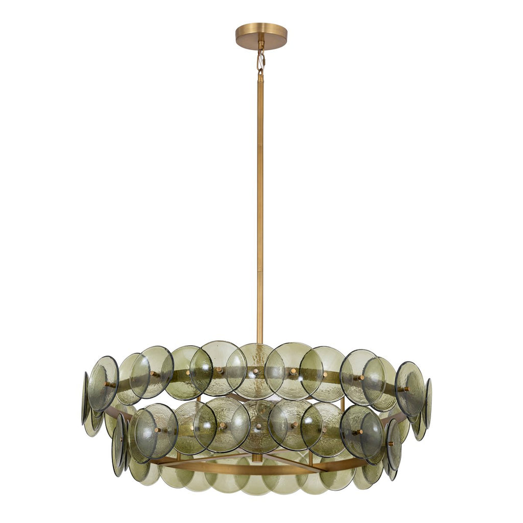 Aurora Chandelier Disque Rond en Verre Pressé Ambre - Neutralighting
