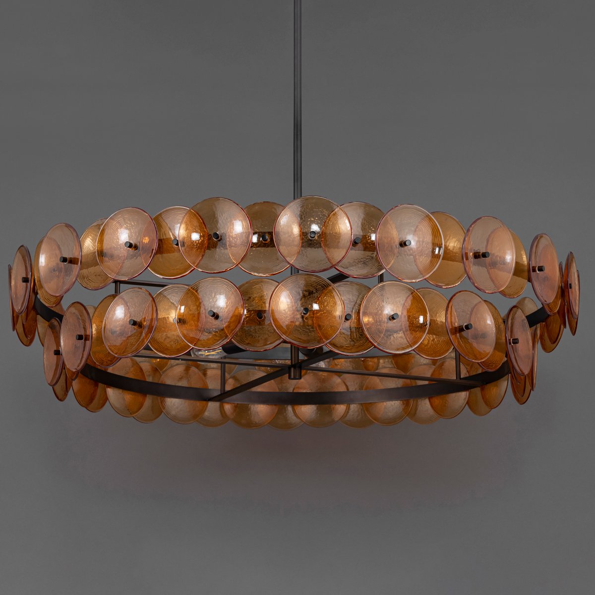 Aurora Chandelier Disque Rond en Verre Pressé Ambre - Neutralighting