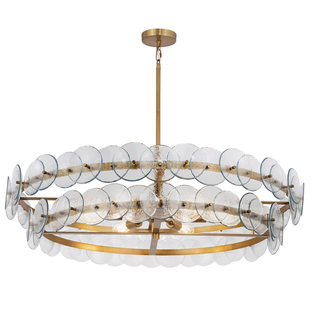 Aurora Chandelier Disque Rond en Verre Pressé Ambre - Neutralighting