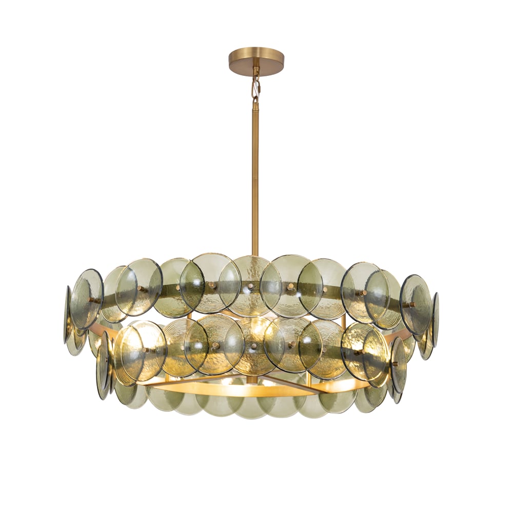 Aurora Chandelier Disque Rond en Verre Pressé Ambre - Neutralighting
