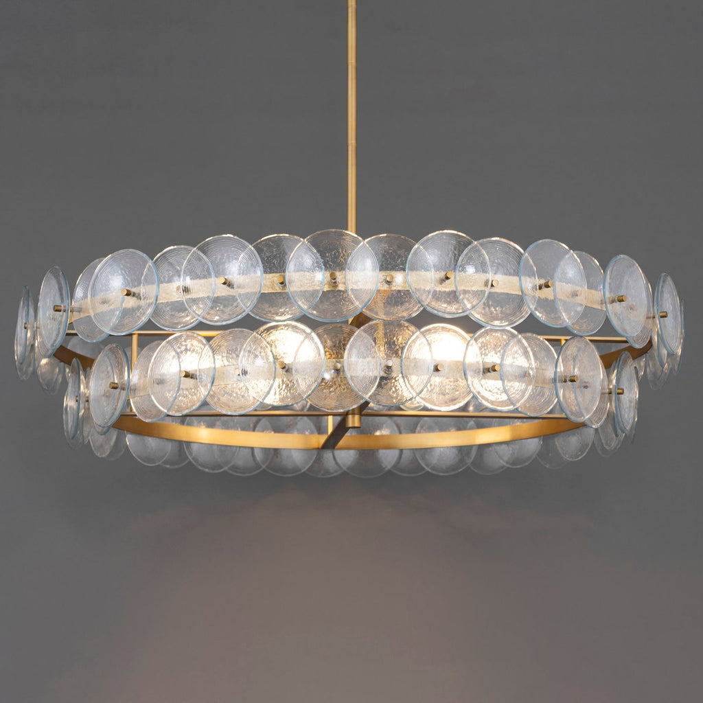 Aurora Chandelier Disque Rond en Verre Pressé Ambre - Neutralighting