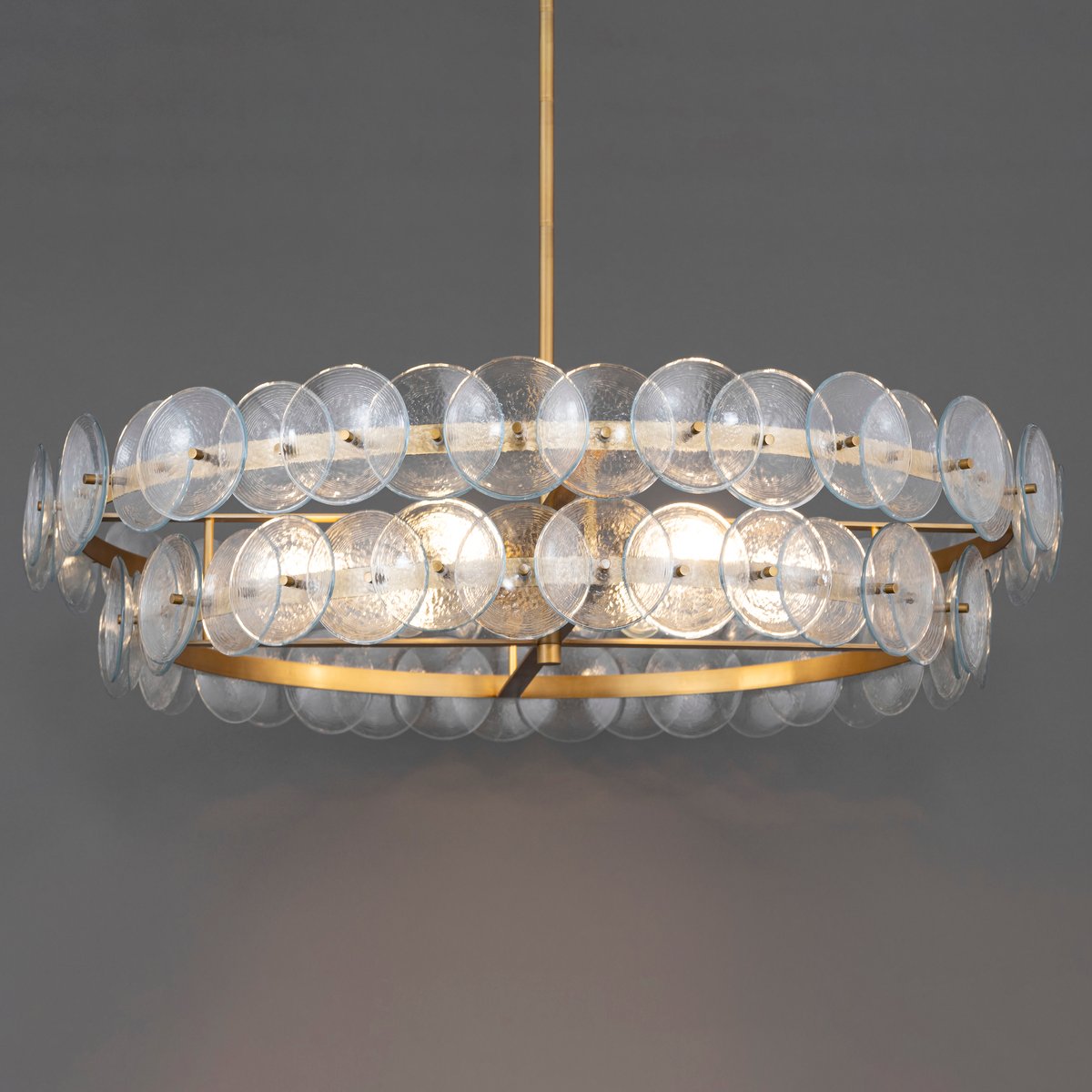 Aurora Chandelier Disque Rond en Verre Pressé Ambre - Neutralighting