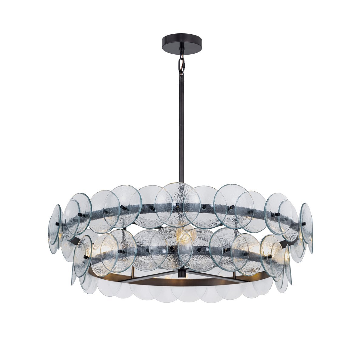 Aurora Chandelier Disque Rond en Verre Pressé Ambre - Neutralighting