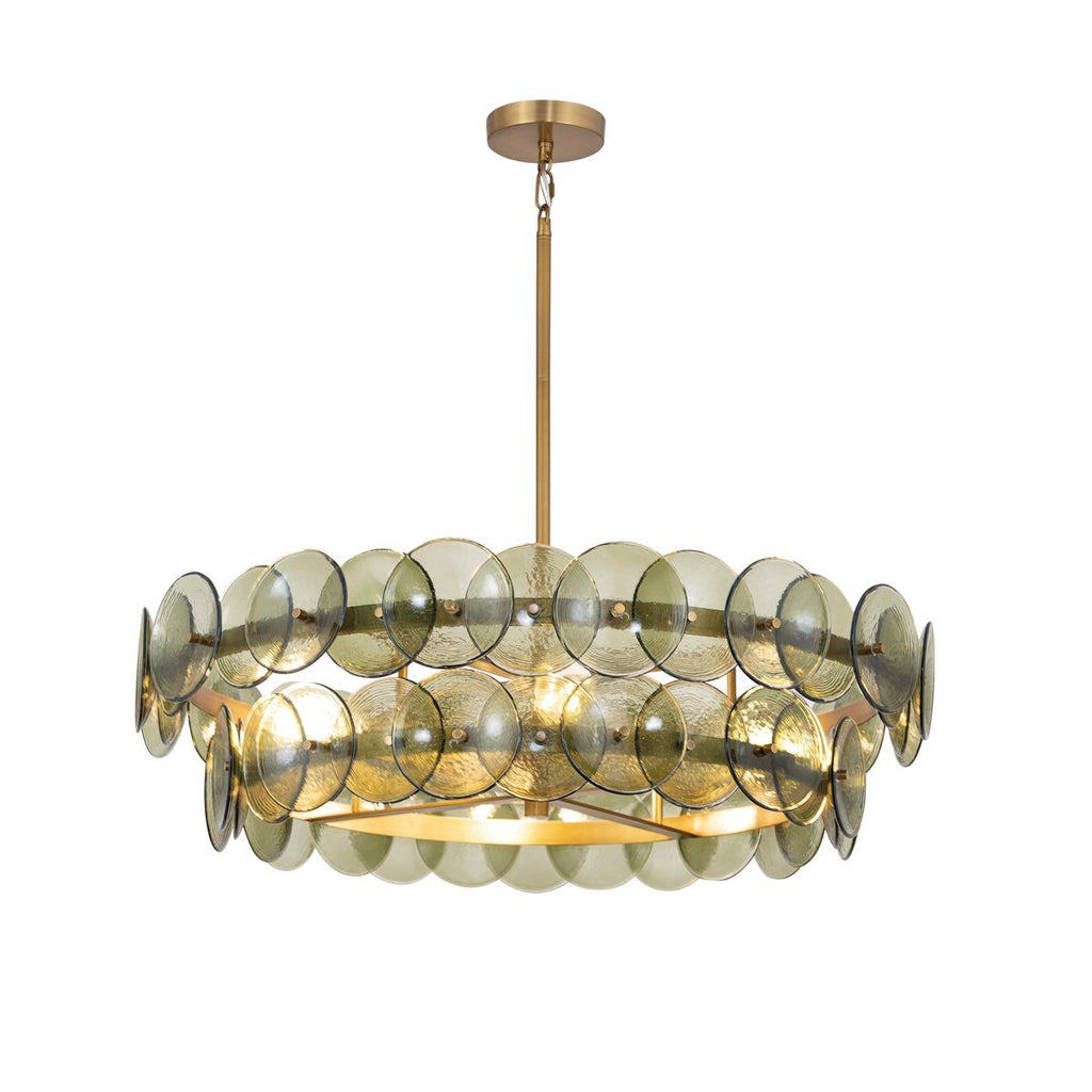 Aurora Chandelier Disque Rond en Verre Pressé Ambre - Neutralighting