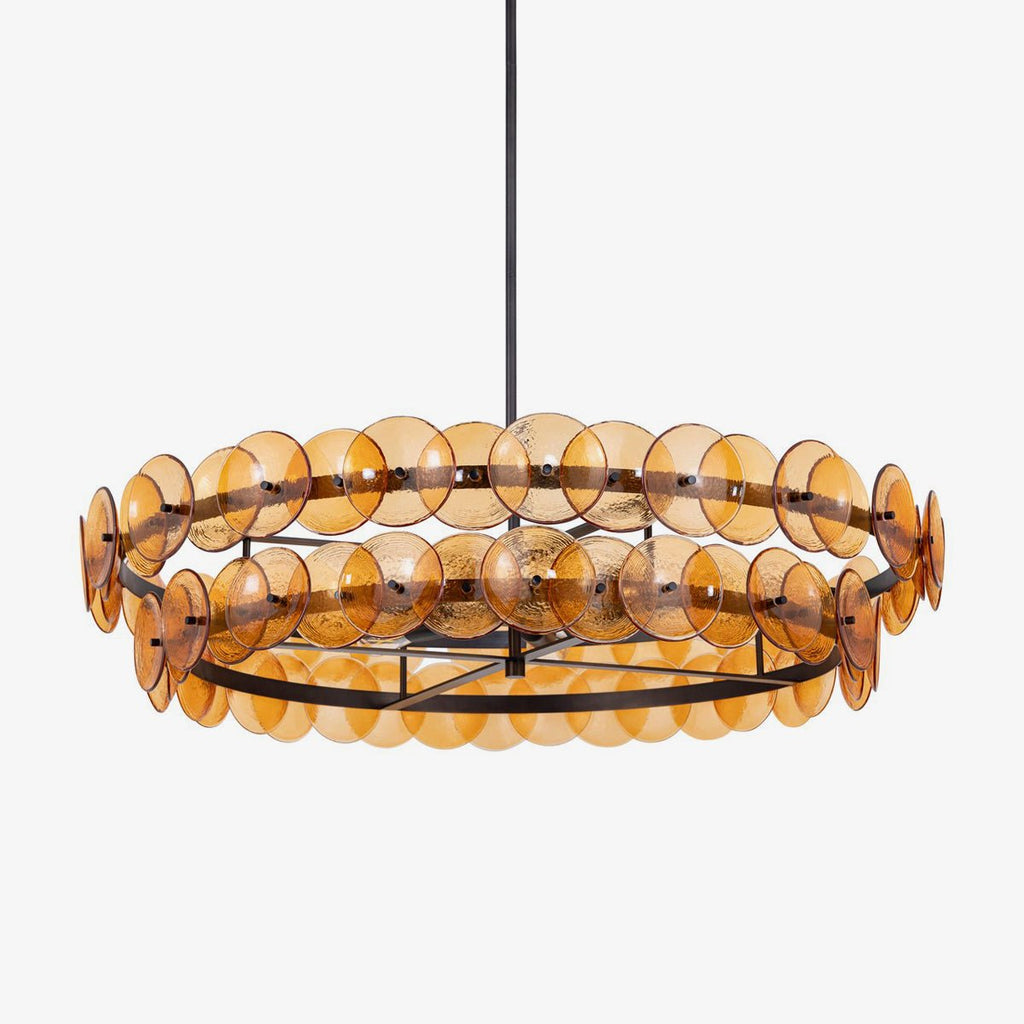 Aurora Chandelier Disque Rond en Verre Pressé Ambre - Neutralighting