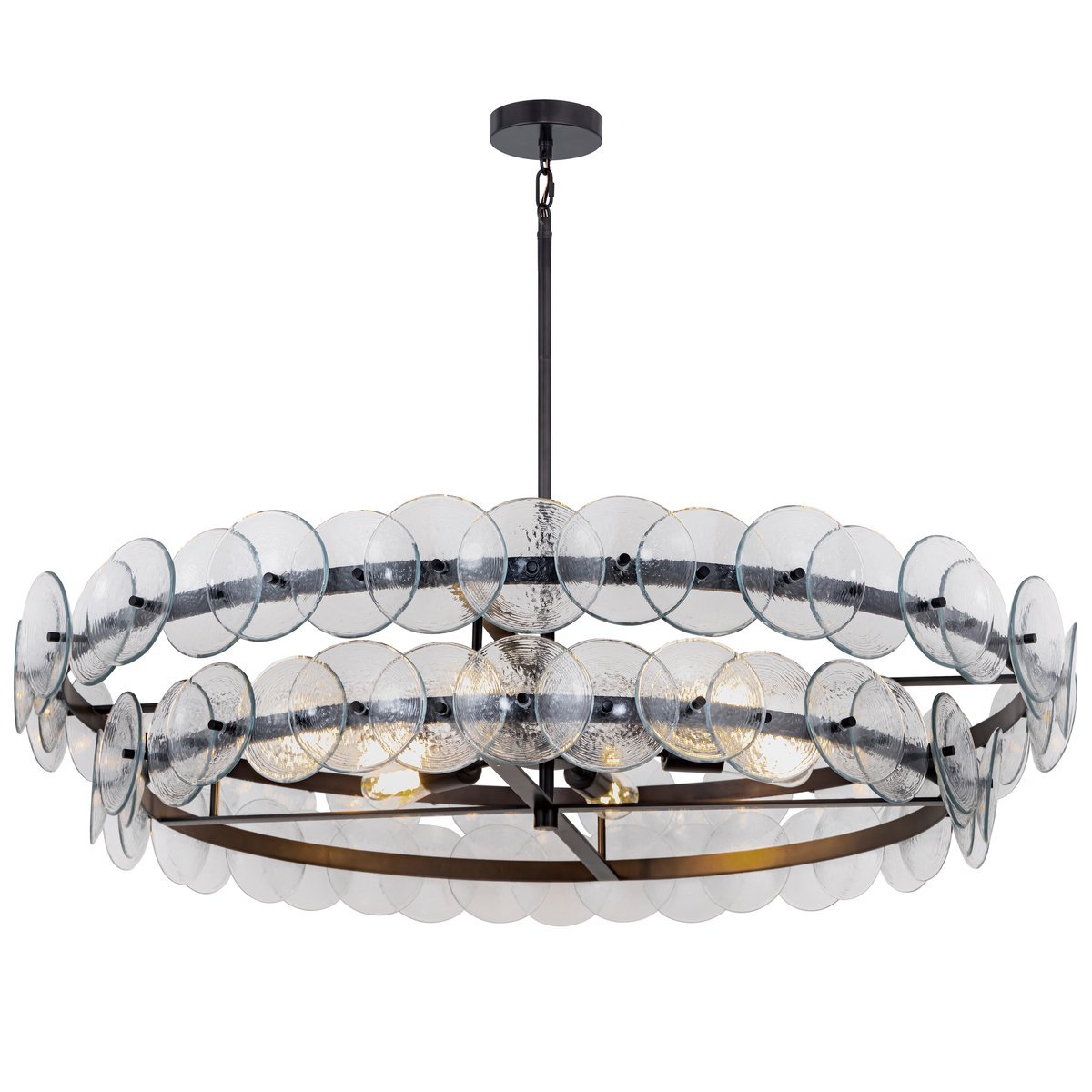 Aurora Chandelier Disque Rond en Verre Pressé Ambre - Neutralighting