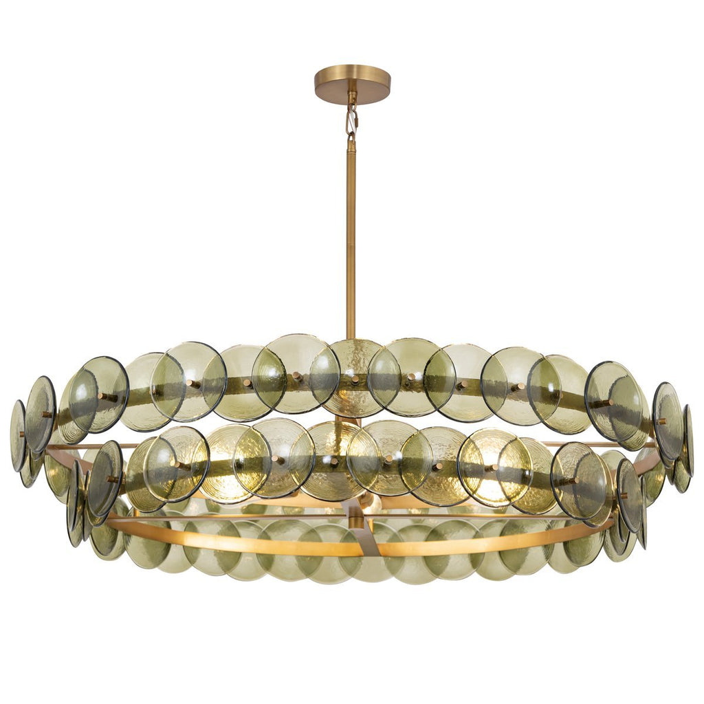 Aurora Chandelier Disque Rond en Verre Pressé Ambre - Neutralighting