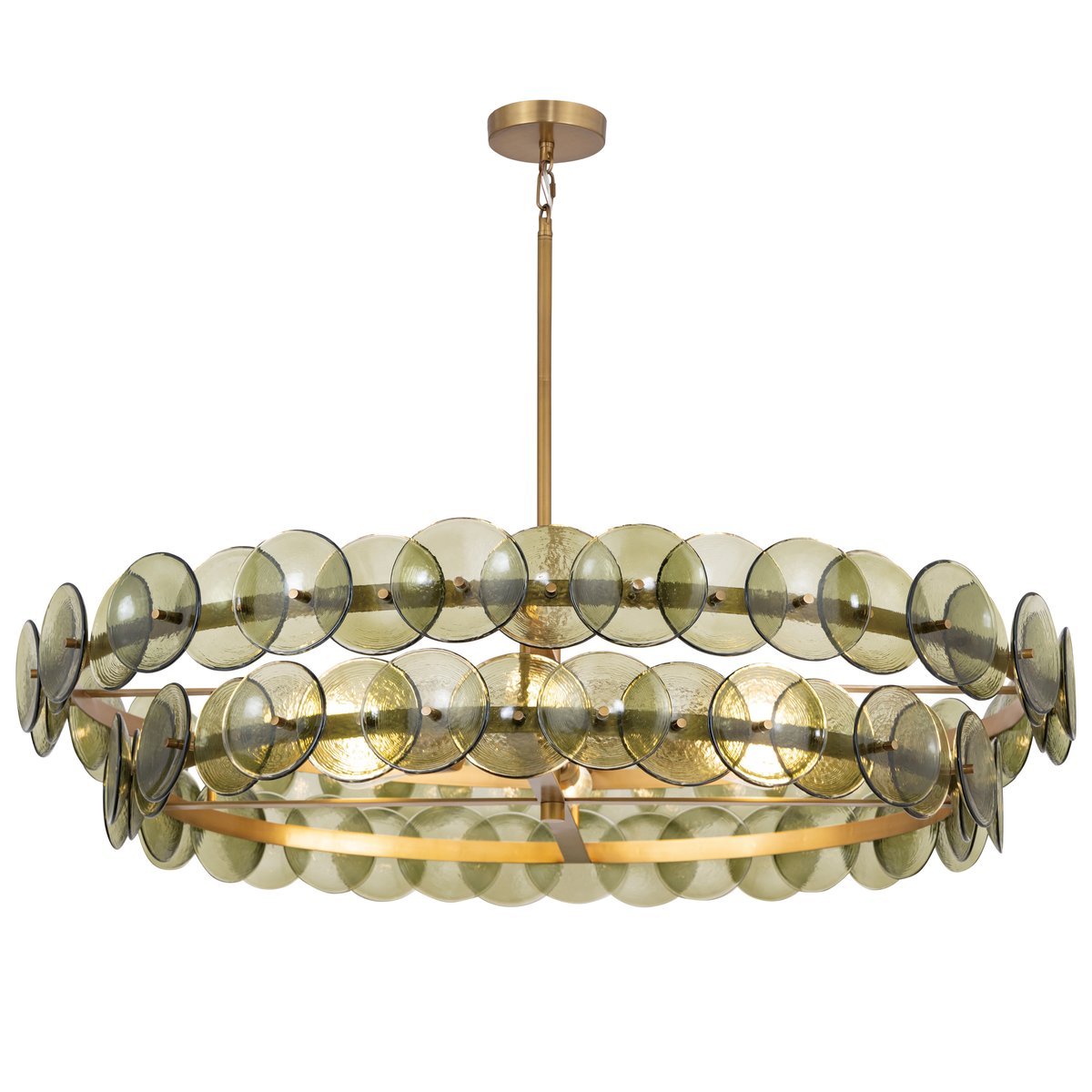 Aurora Chandelier Disque Rond en Verre Pressé Ambre - Neutralighting