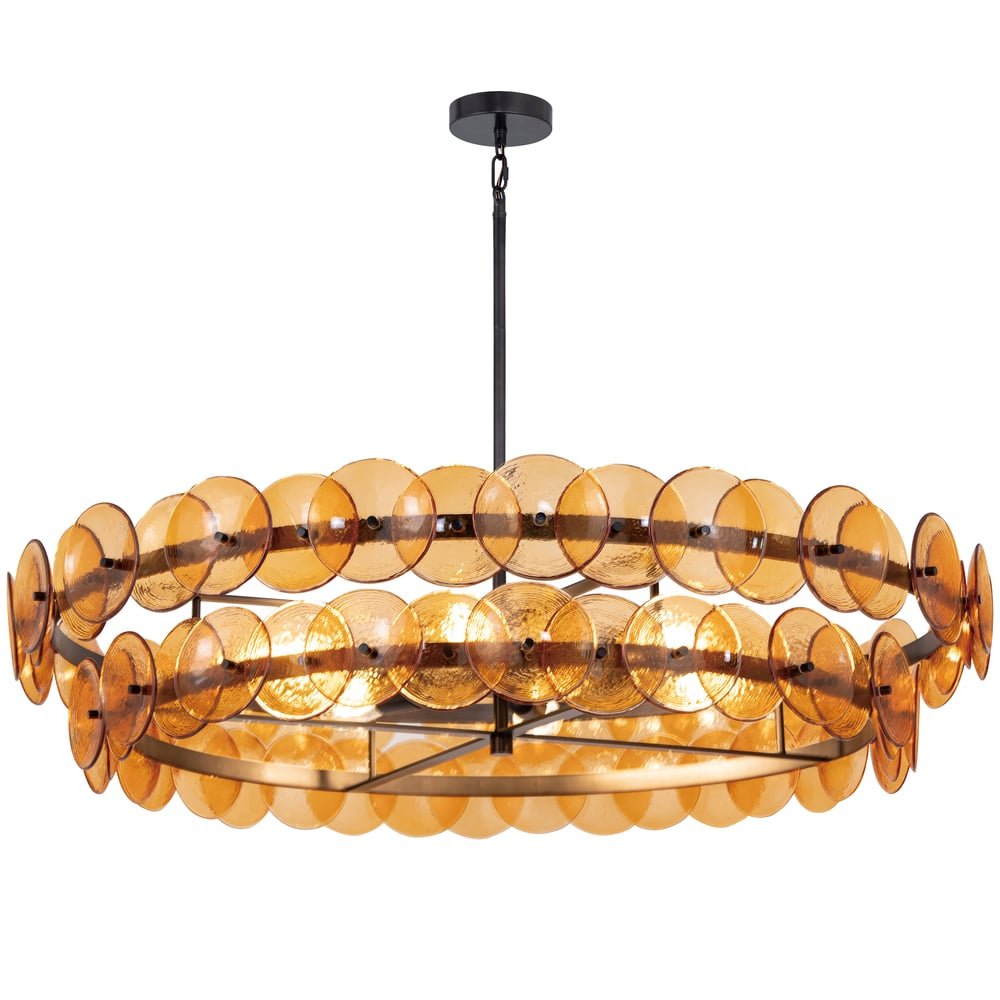 Aurora Chandelier Disque Rond en Verre Pressé Ambre - Neutralighting