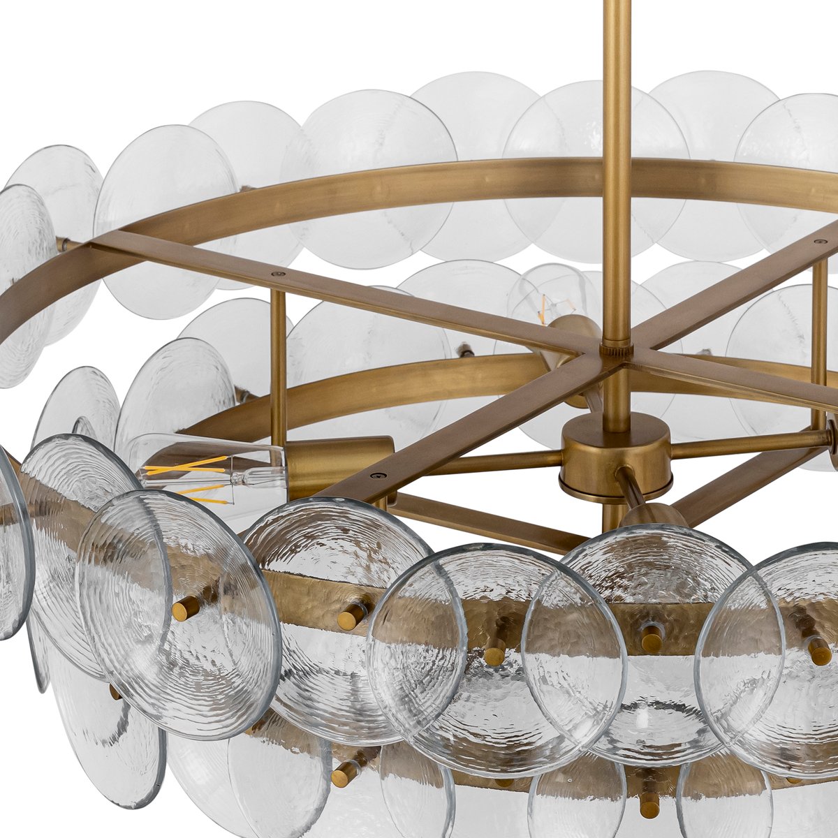 Aurora Chandelier Disque Rond en Verre Pressé Ambre - Neutralighting