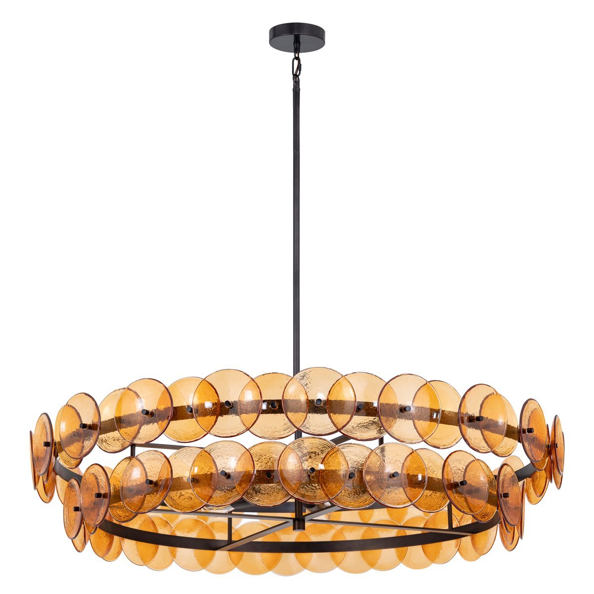 Aurora Chandelier Disque Rond en Verre Pressé Ambre - Neutralighting