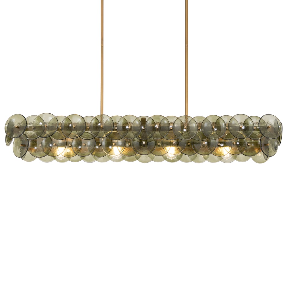 Aurora Chandelier Linéaire en Verre Pressé Ambre Moderne - Neutralighting