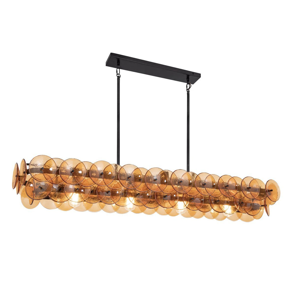 Aurora Chandelier Linéaire en Verre Pressé Ambre Moderne - Neutralighting