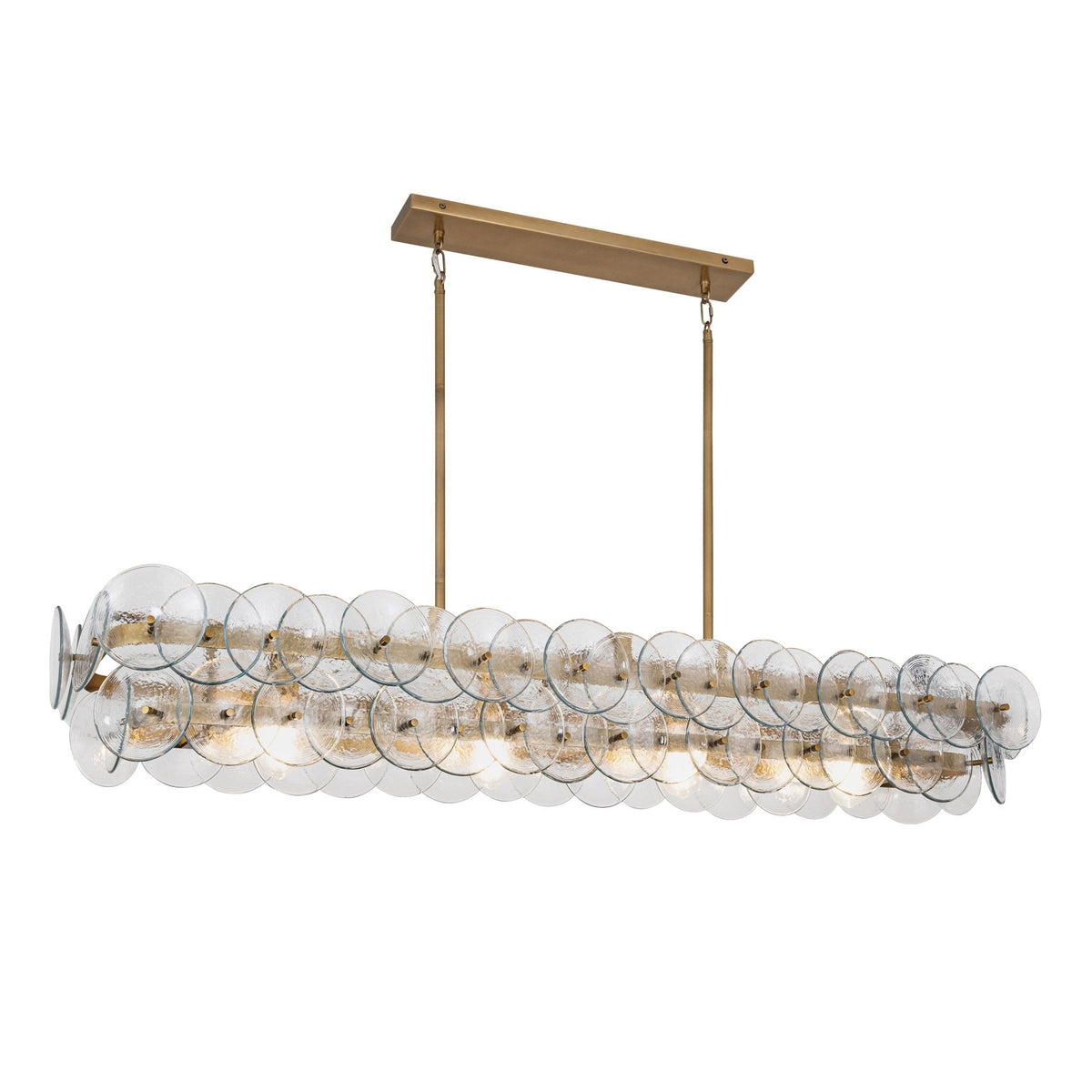 Aurora Chandelier Linéaire en Verre Pressé Ambre Moderne - Neutralighting