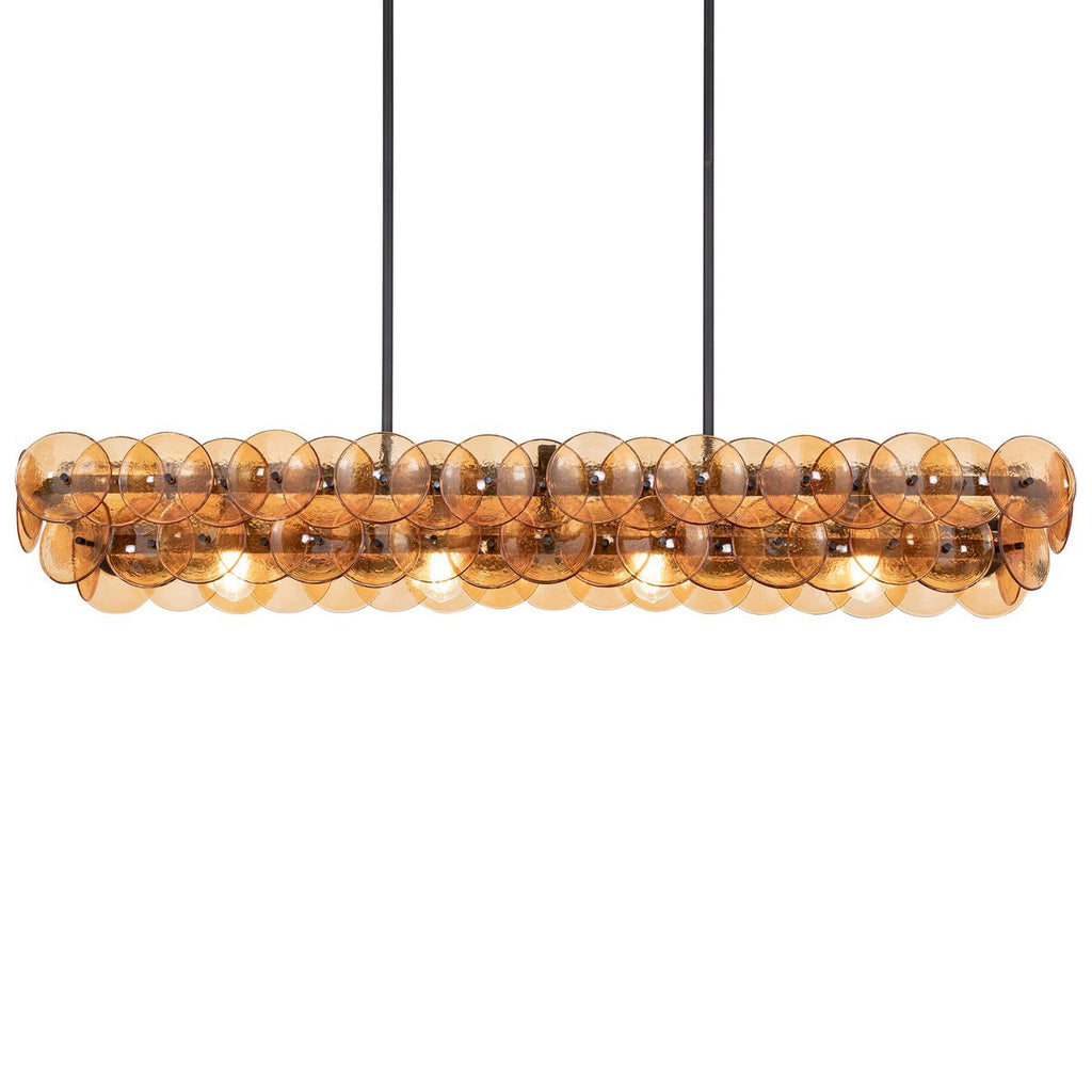 Aurora Chandelier Linéaire en Verre Pressé Ambre Moderne - Neutralighting