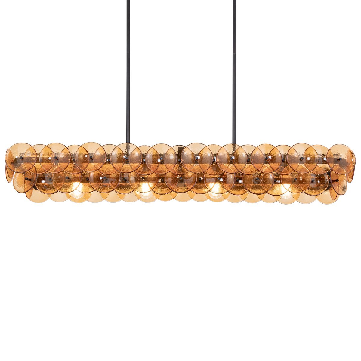 Aurora Chandelier Linéaire en Verre Pressé Ambre Moderne - Neutralighting