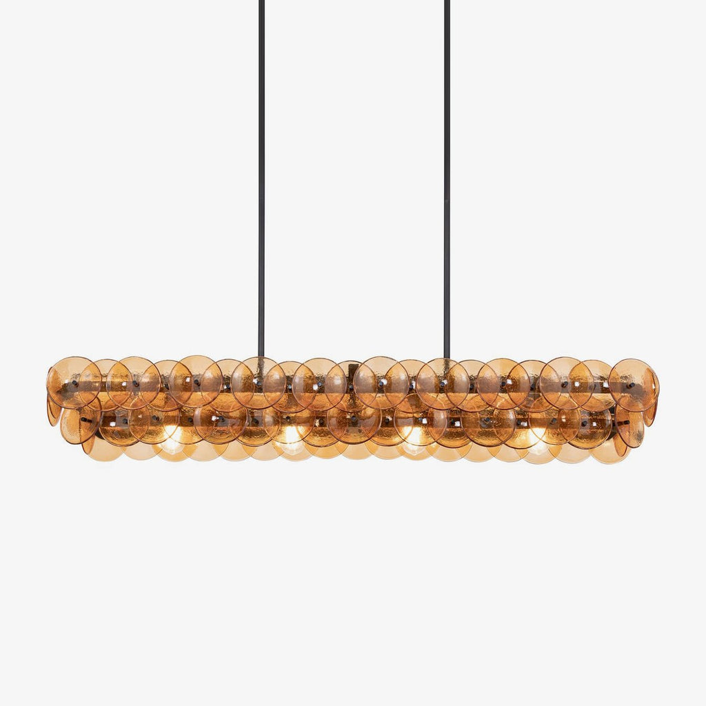 Aurora Chandelier Linéaire en Verre Pressé Ambre Moderne - Neutralighting