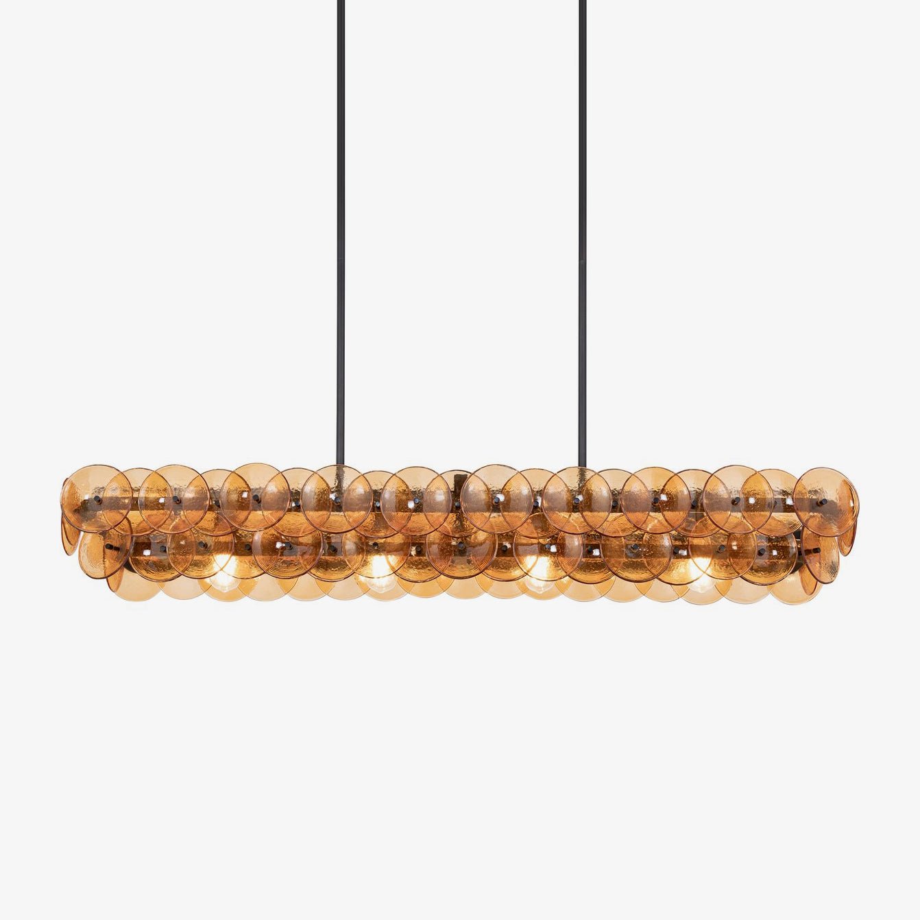 Aurora Chandelier Linéaire en Verre Pressé Ambre Moderne - Neutralighting