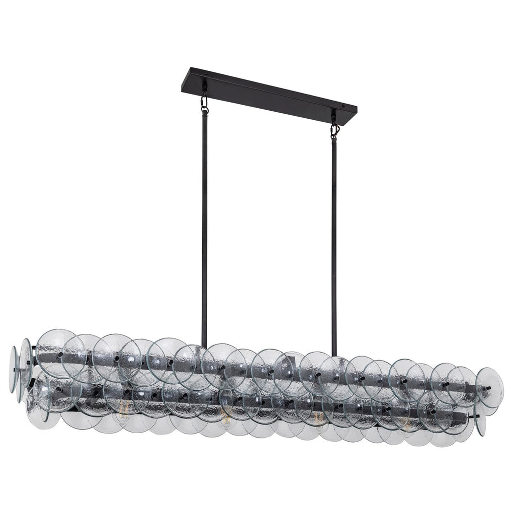Aurora Chandelier Linéaire en Verre Pressé Ambre Moderne - Neutralighting