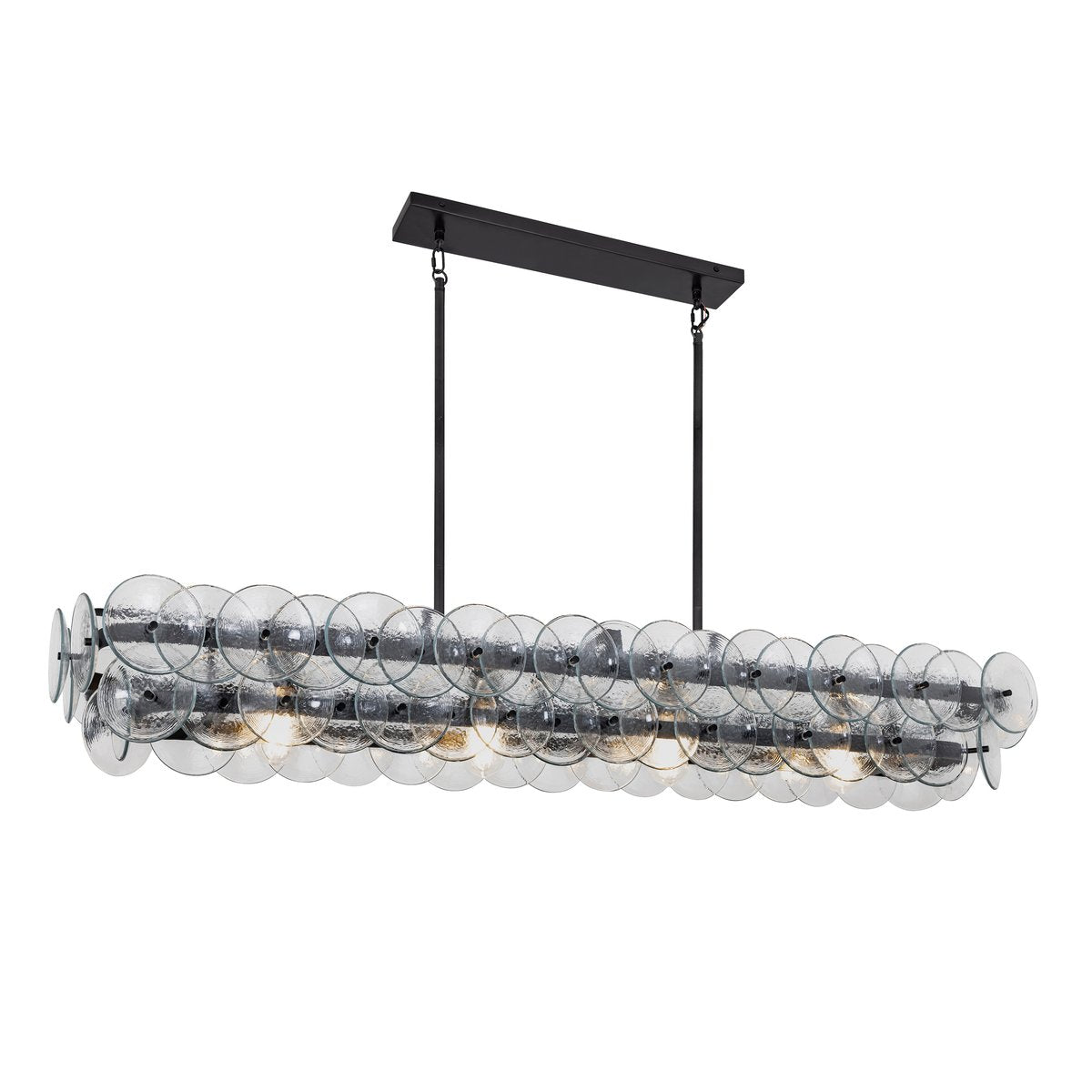 Aurora Chandelier Linéaire en Verre Pressé Ambre Moderne - Neutralighting