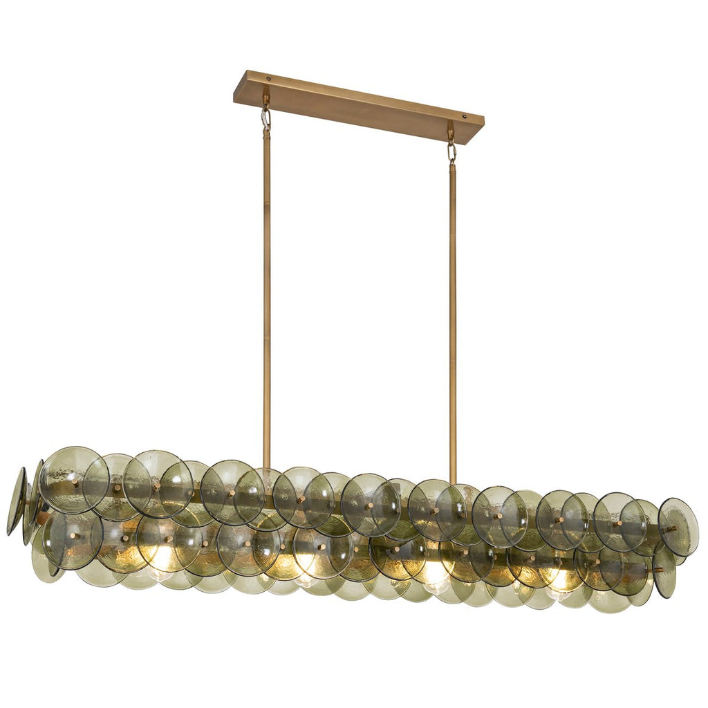 Aurora Chandelier Linéaire en Verre Pressé Ambre Moderne - Neutralighting