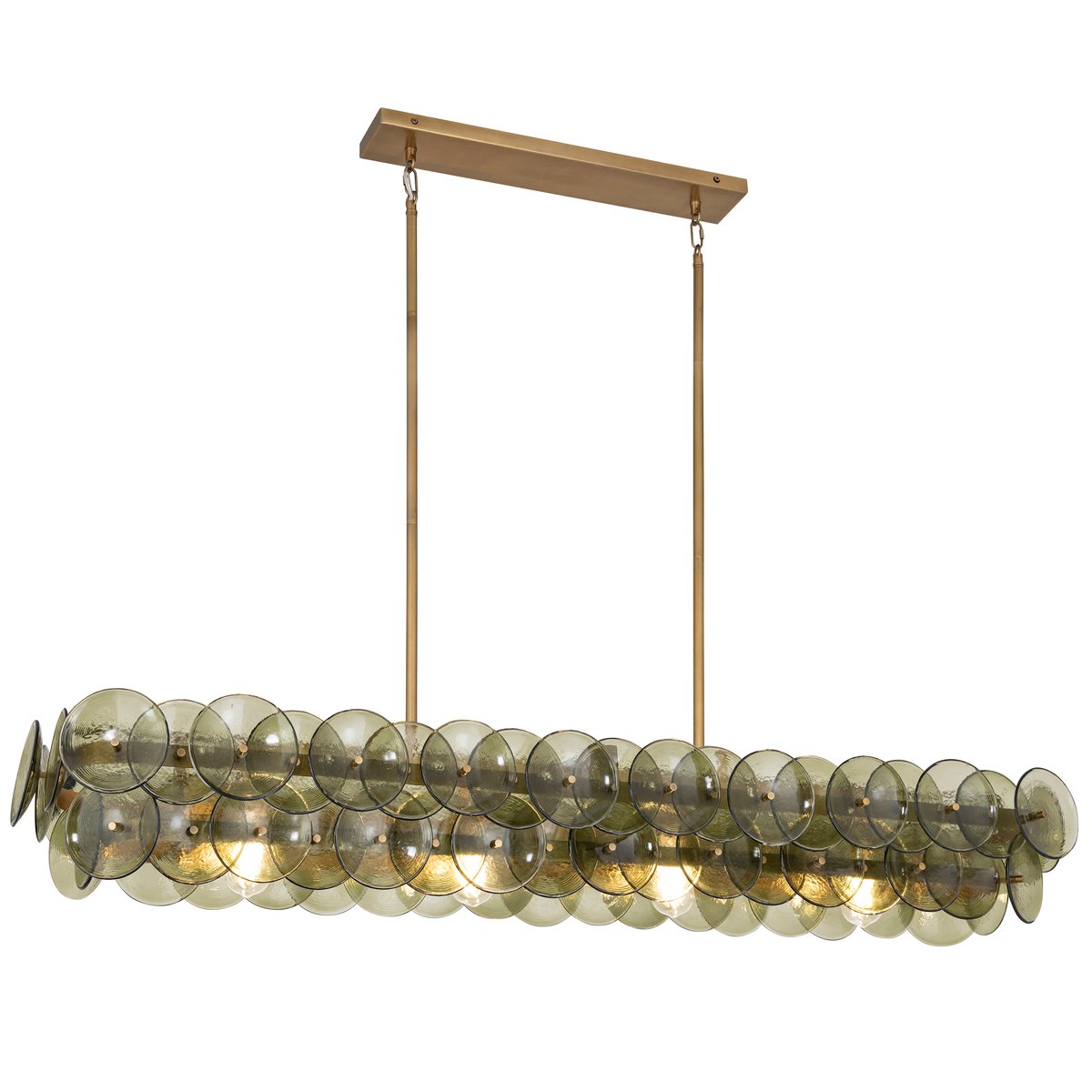 Aurora Chandelier Linéaire en Verre Pressé Ambre Moderne - Neutralighting