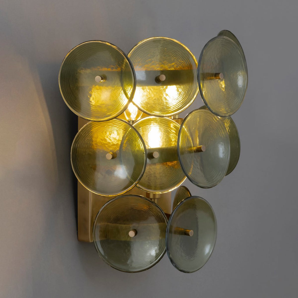 Aurora Applique Murale Disque en Verre Pressé Ambre Vintage - Neutralighting