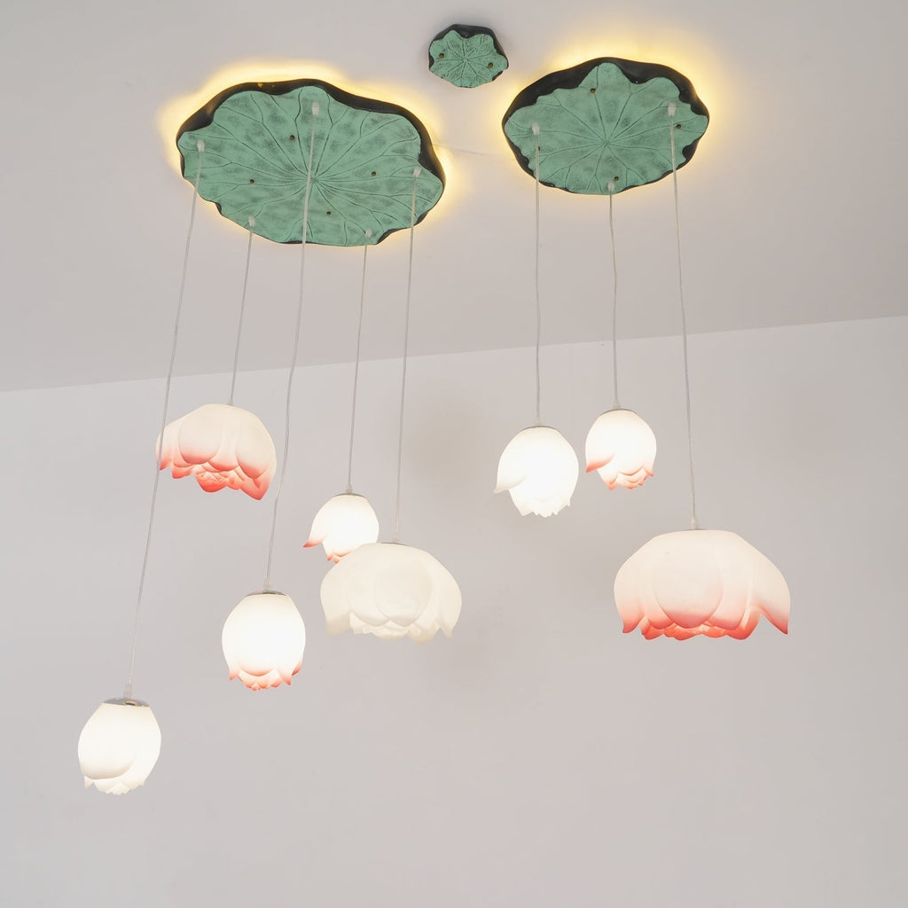 Lustra Chandelier Pendante 7 Lumières Rose Blanc - Neutralighting